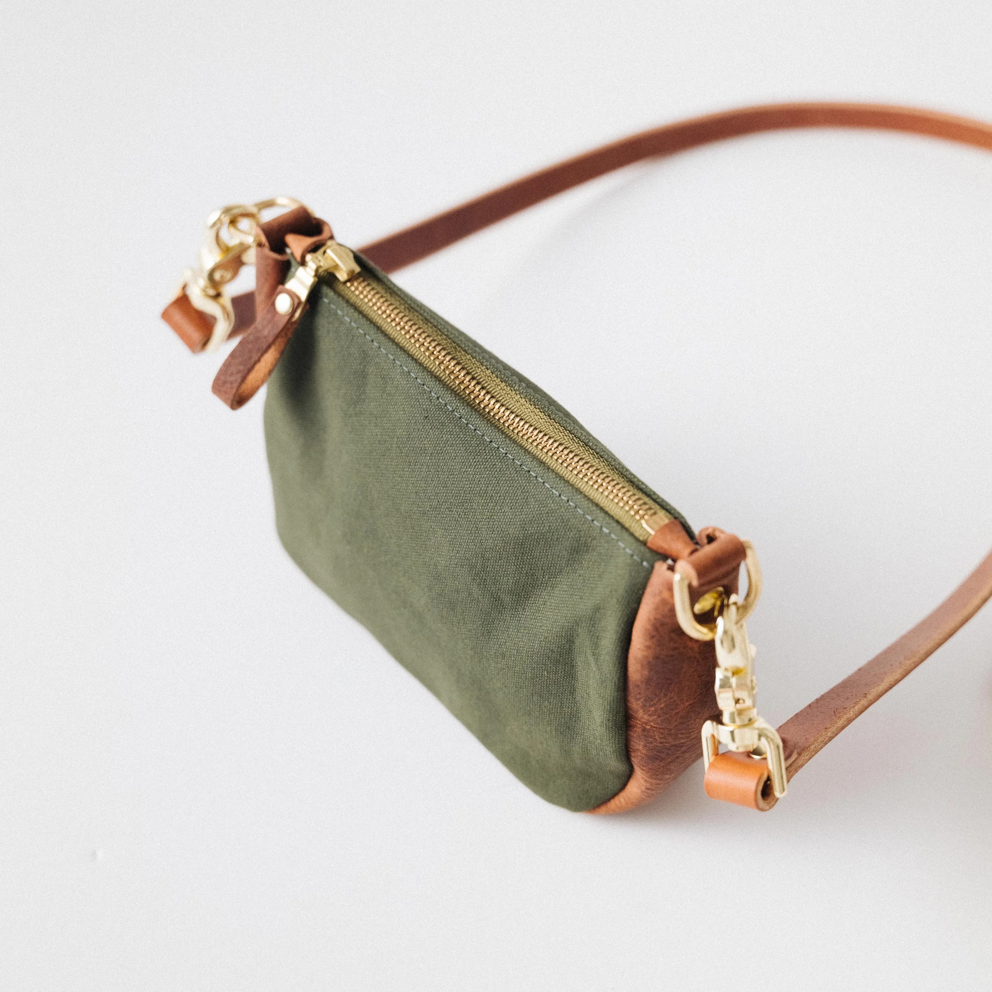 Green Canvas Mini Crossbody Bag