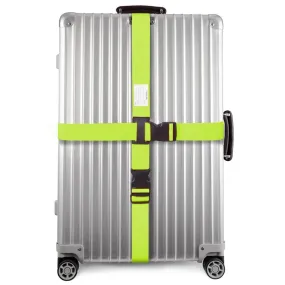 Green luggage cross strap suitcase belts with baggage label case tag