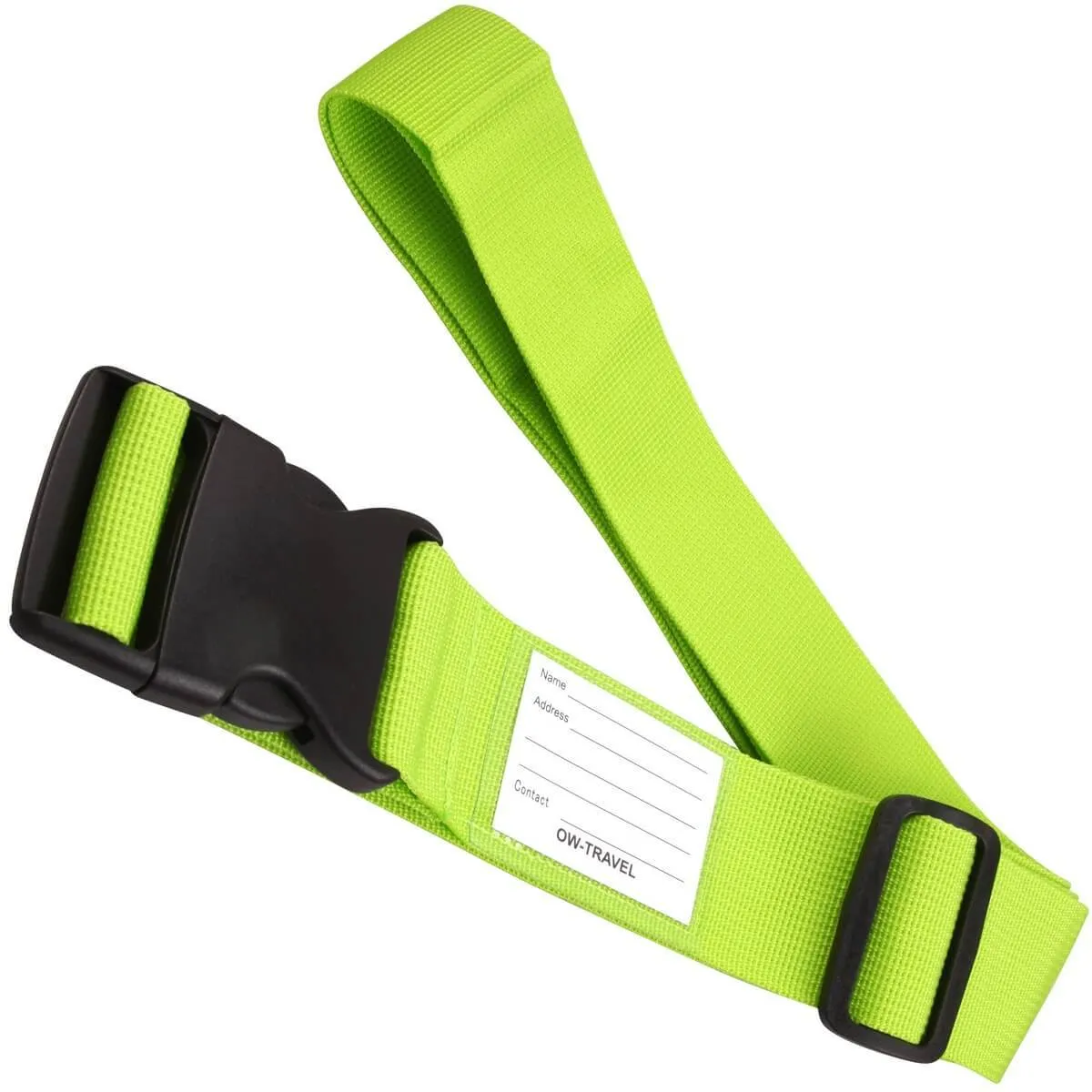 Green luggage strap suitcase belts with personalised baggage label tag