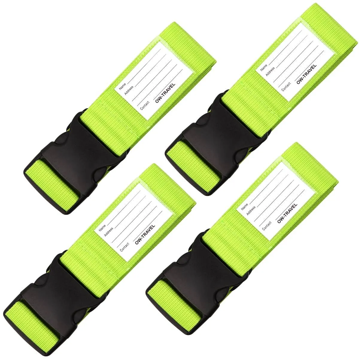 Green luggage strap suitcase belts with personalised baggage label tag