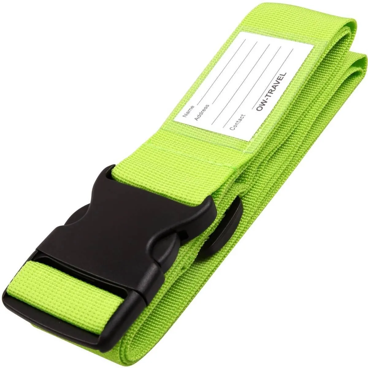 Green luggage strap suitcase belts with personalised baggage label tag