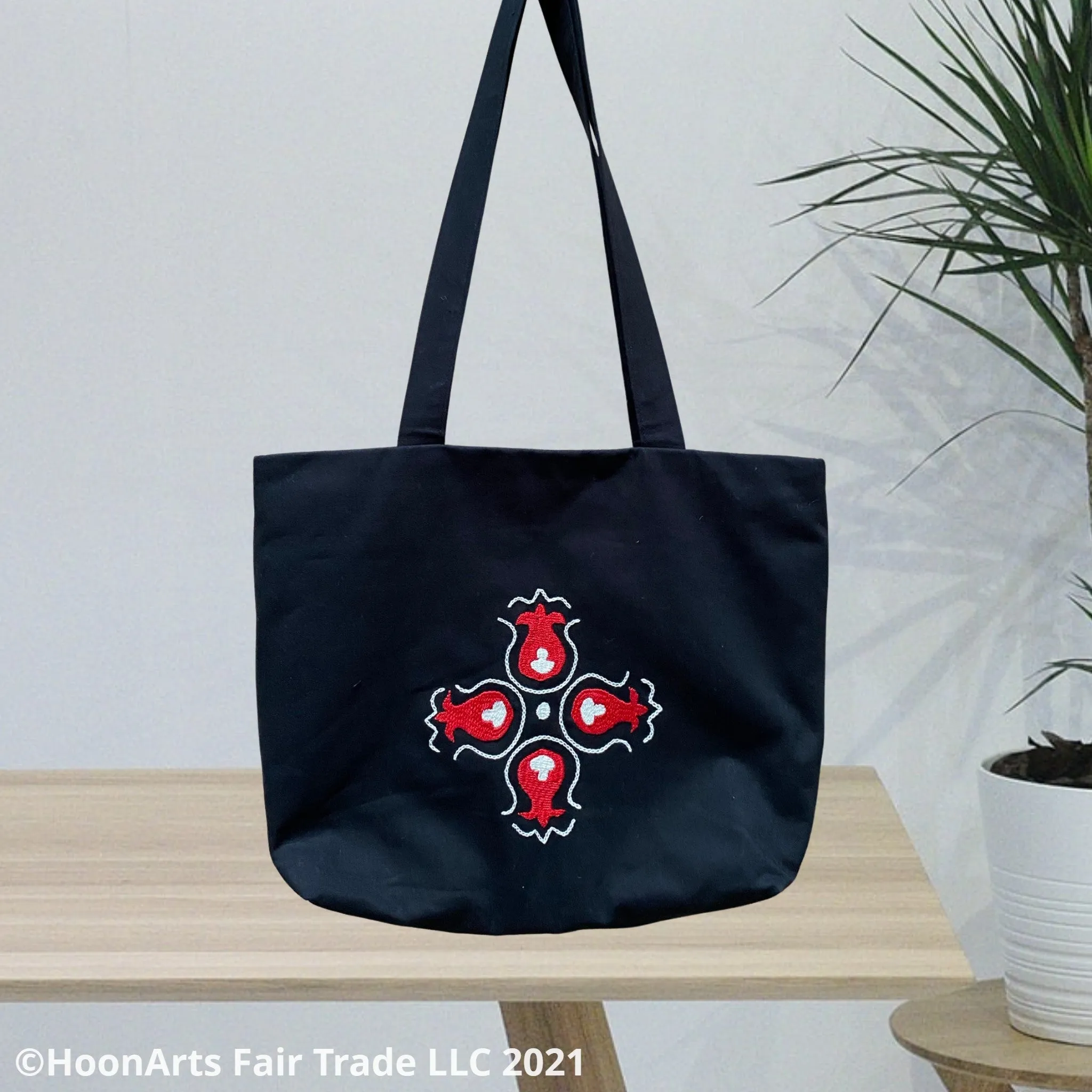 Hand Embroidered "Pomegranate" Tote Bag