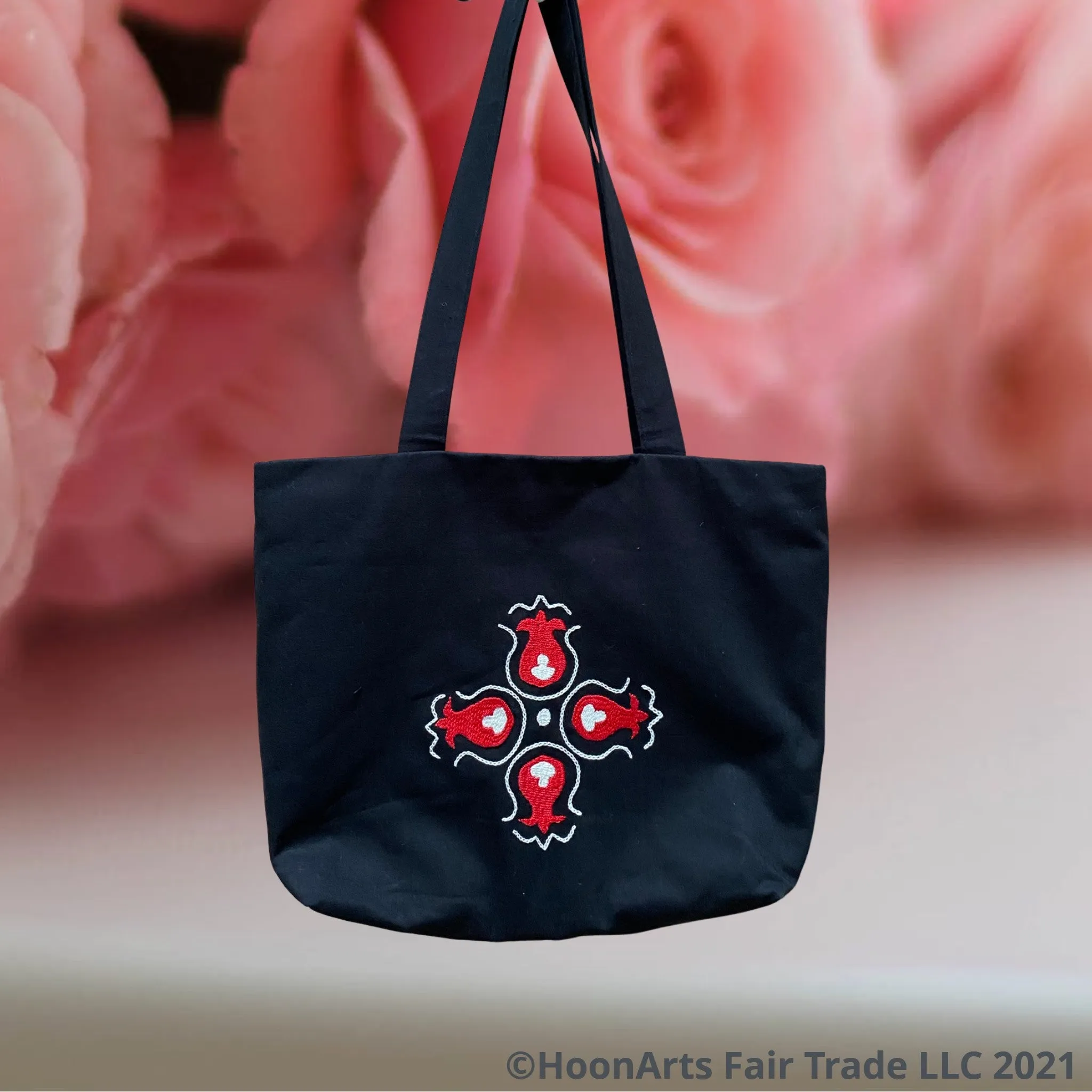 Hand Embroidered "Pomegranate" Tote Bag