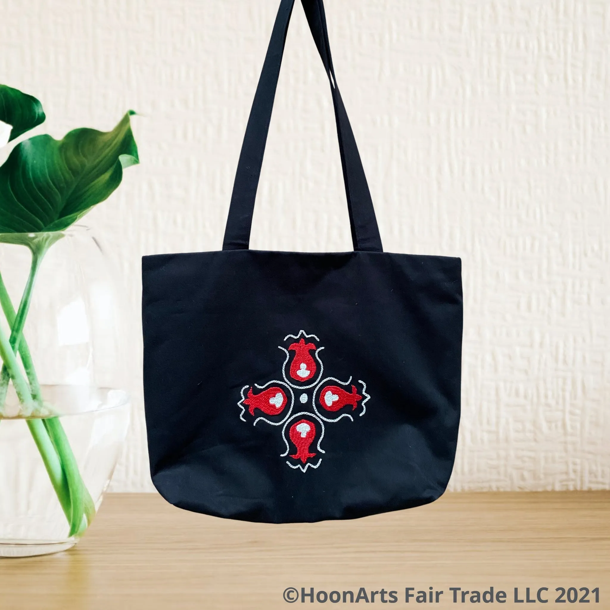 Hand Embroidered "Pomegranate" Tote Bag