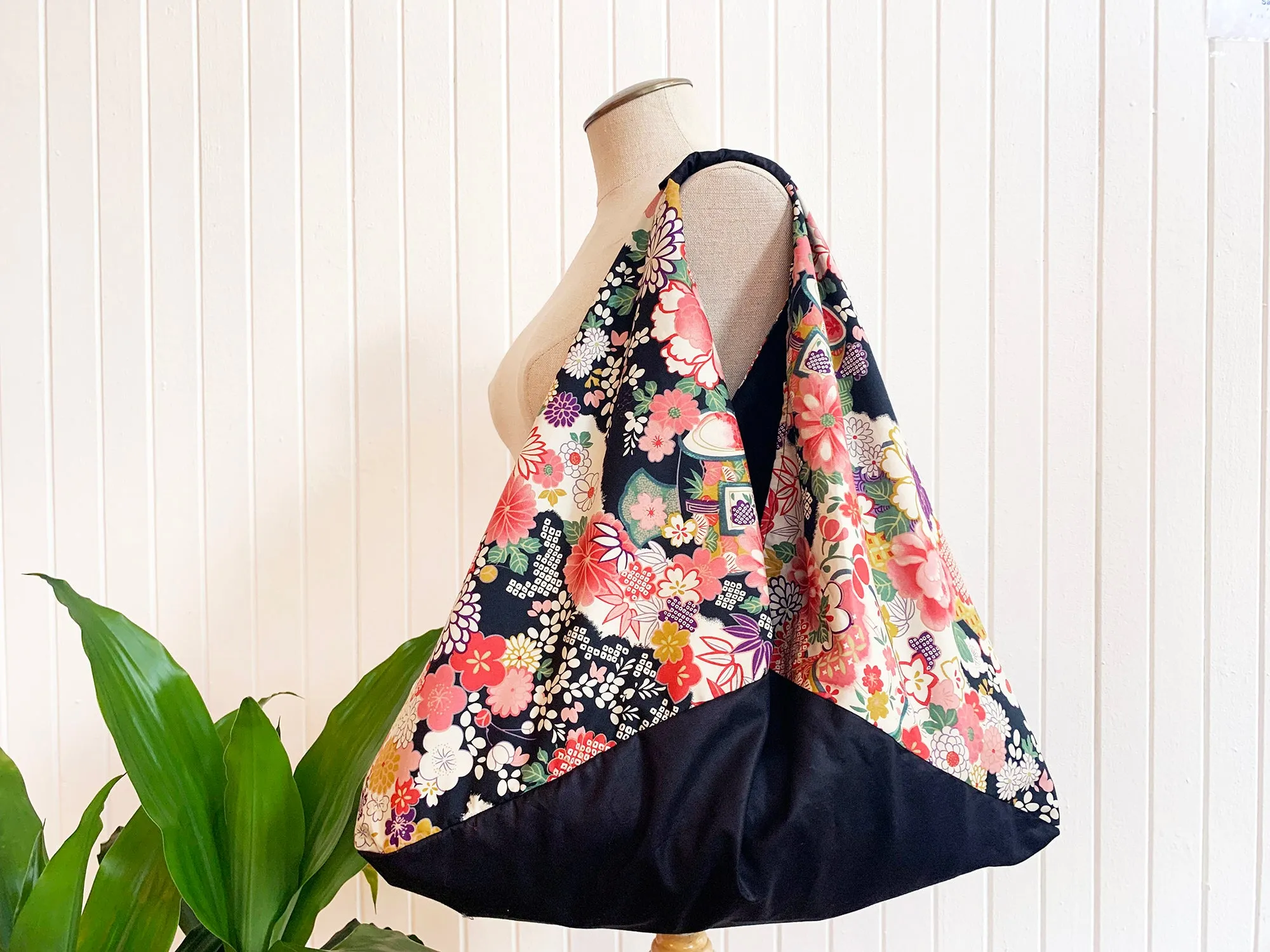 *Handmade* Origami bag | Market bag | Chrysanthemum (Black)