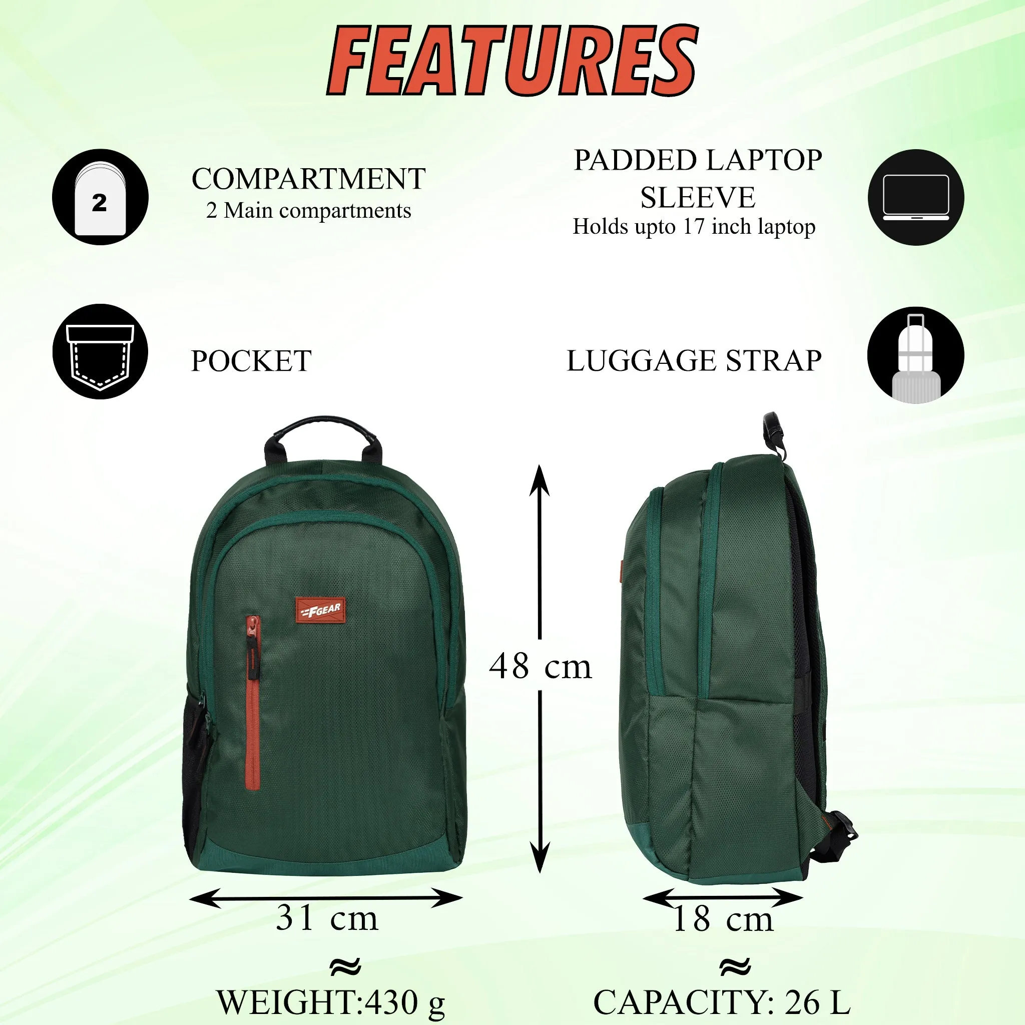 Hank 26L Spruce Laptop Backpack