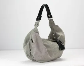 Kallia mini bag - Grey canvas and Black leather