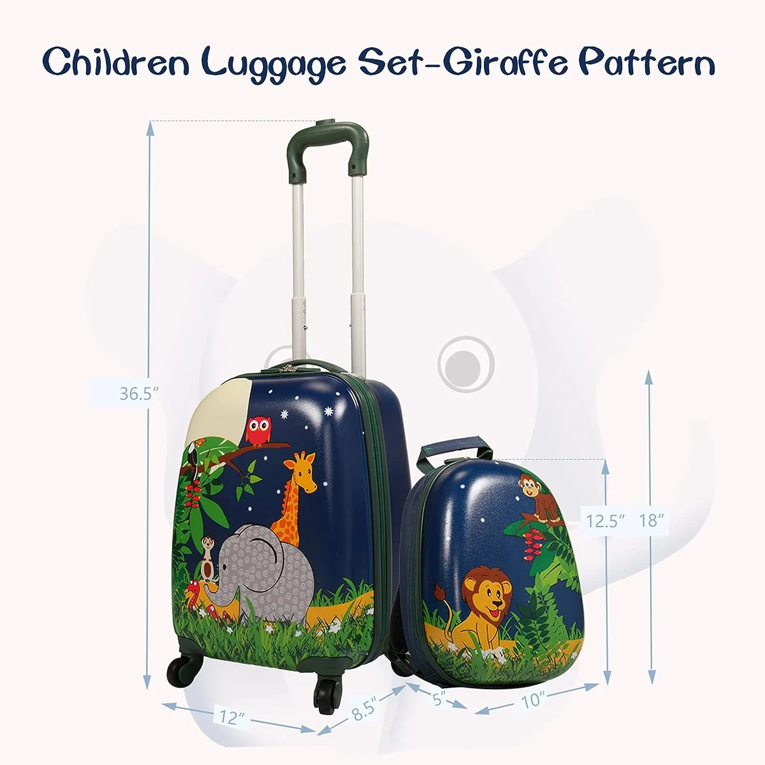 Kids Travel Backpack 12" with Carry on Rolling Spinner Wheels Suitcase 16’’ Set