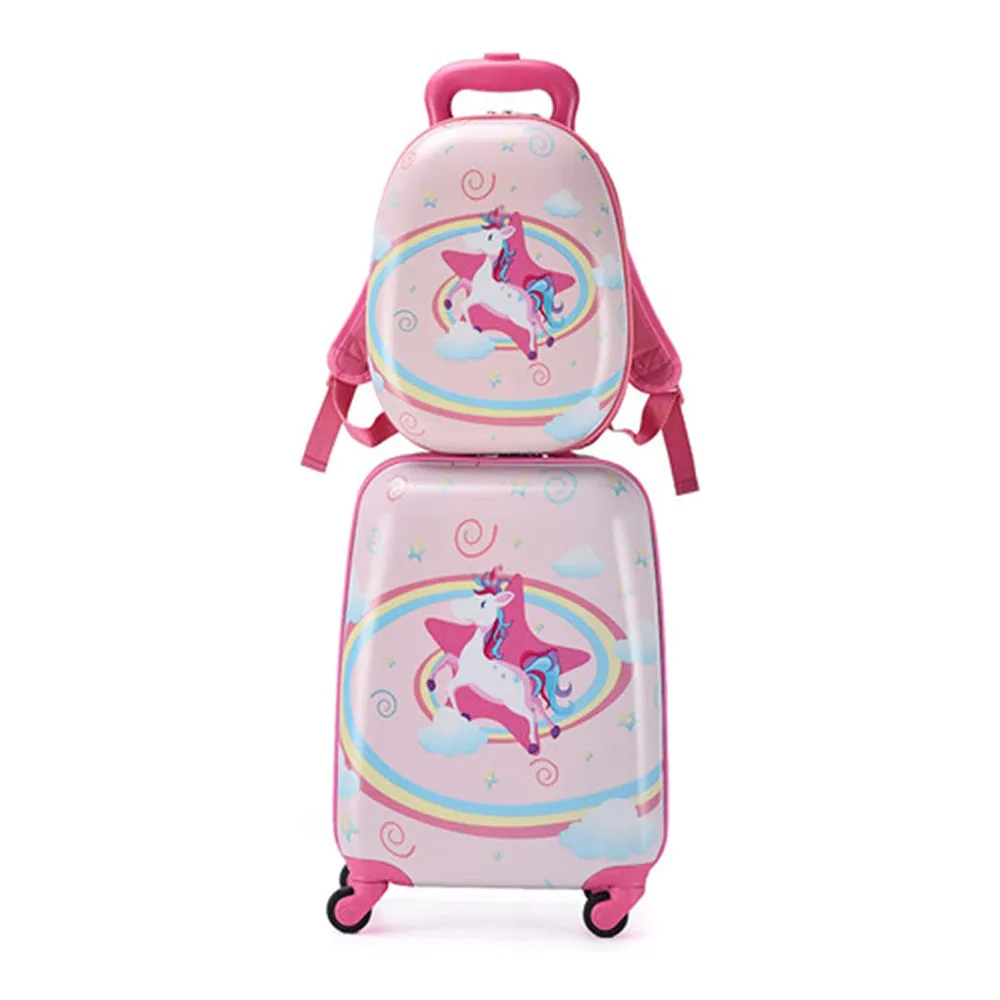 Kids Travel Backpack 12" with Carry on Rolling Spinner Wheels Suitcase 16’’ Set