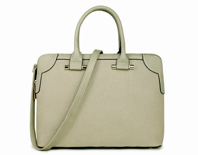 LARGE LIGHT GREY MULTI POCKET LAPTOP HANDBAG WITH LONG SHOULDER STRAP