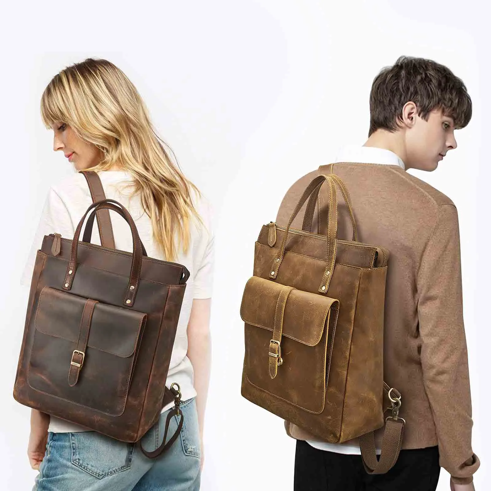 Leather Top-handle Backpack