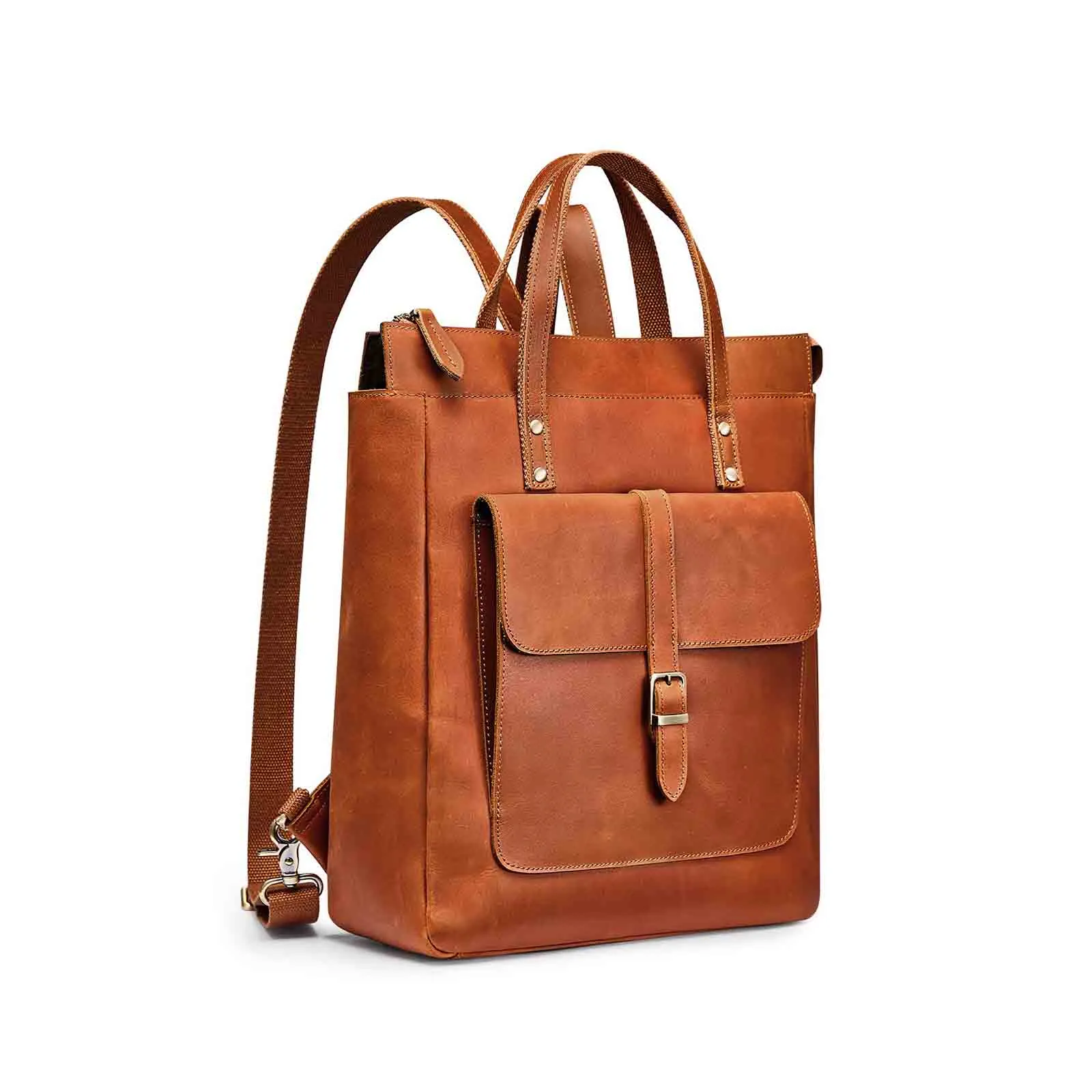 Leather Top-handle Backpack