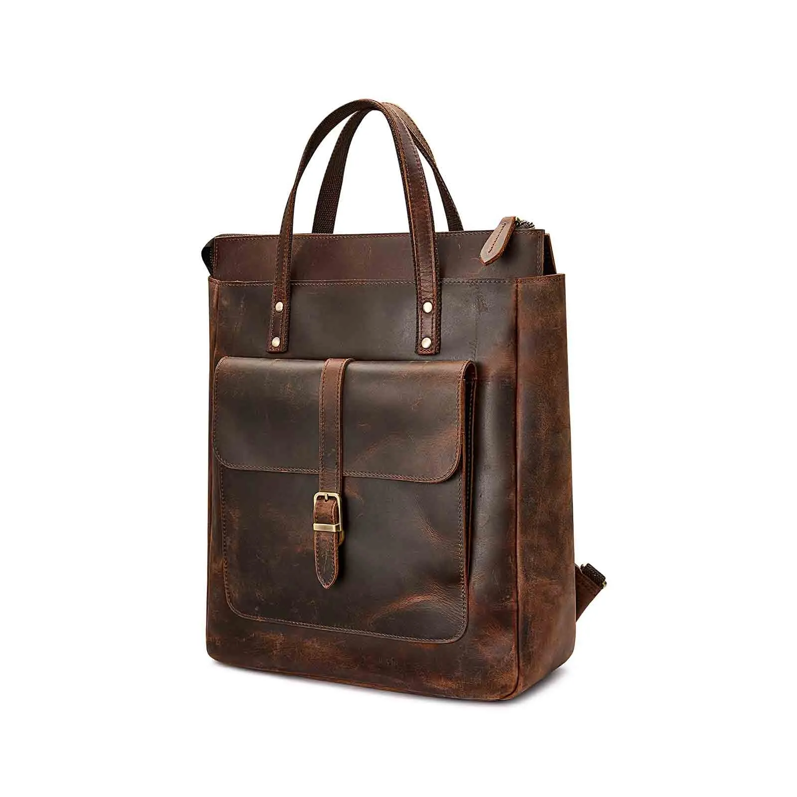 Leather Top-handle Backpack