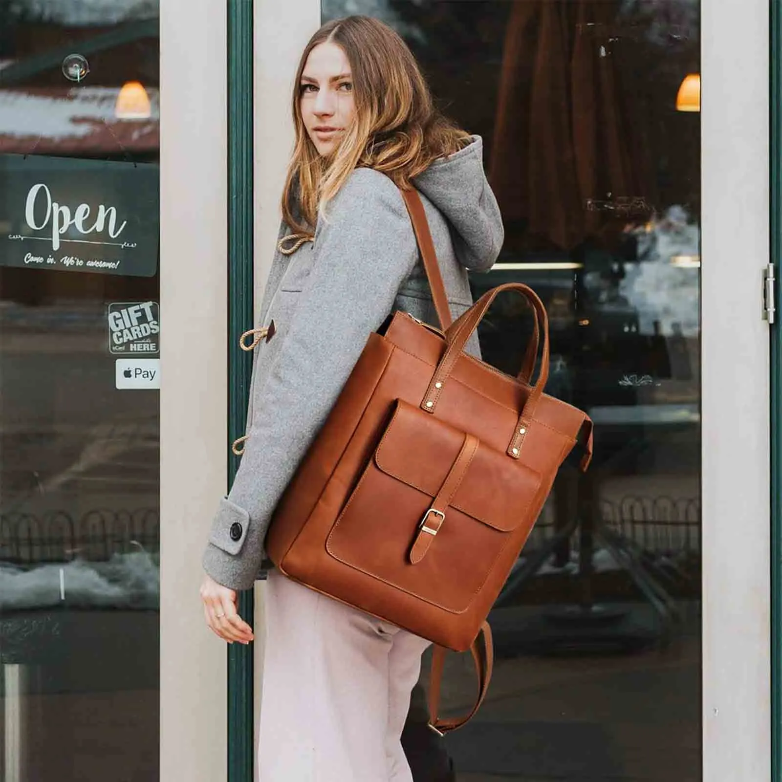 Leather Top-handle Backpack