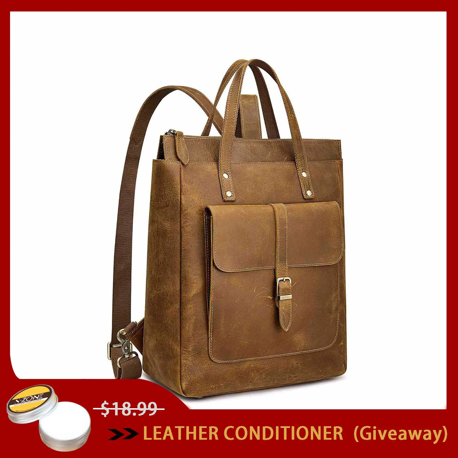 Leather Top-handle Backpack