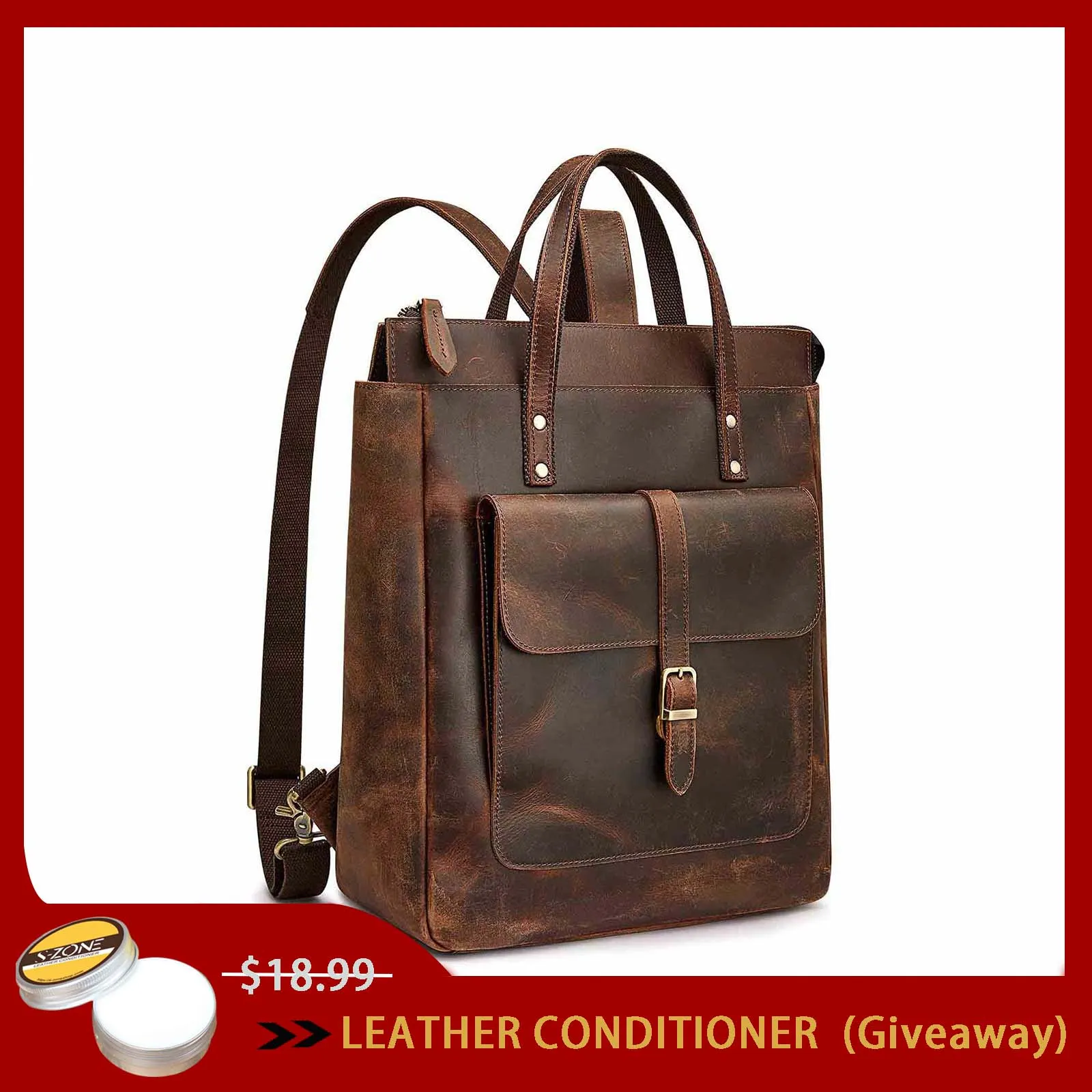 Leather Top-handle Backpack