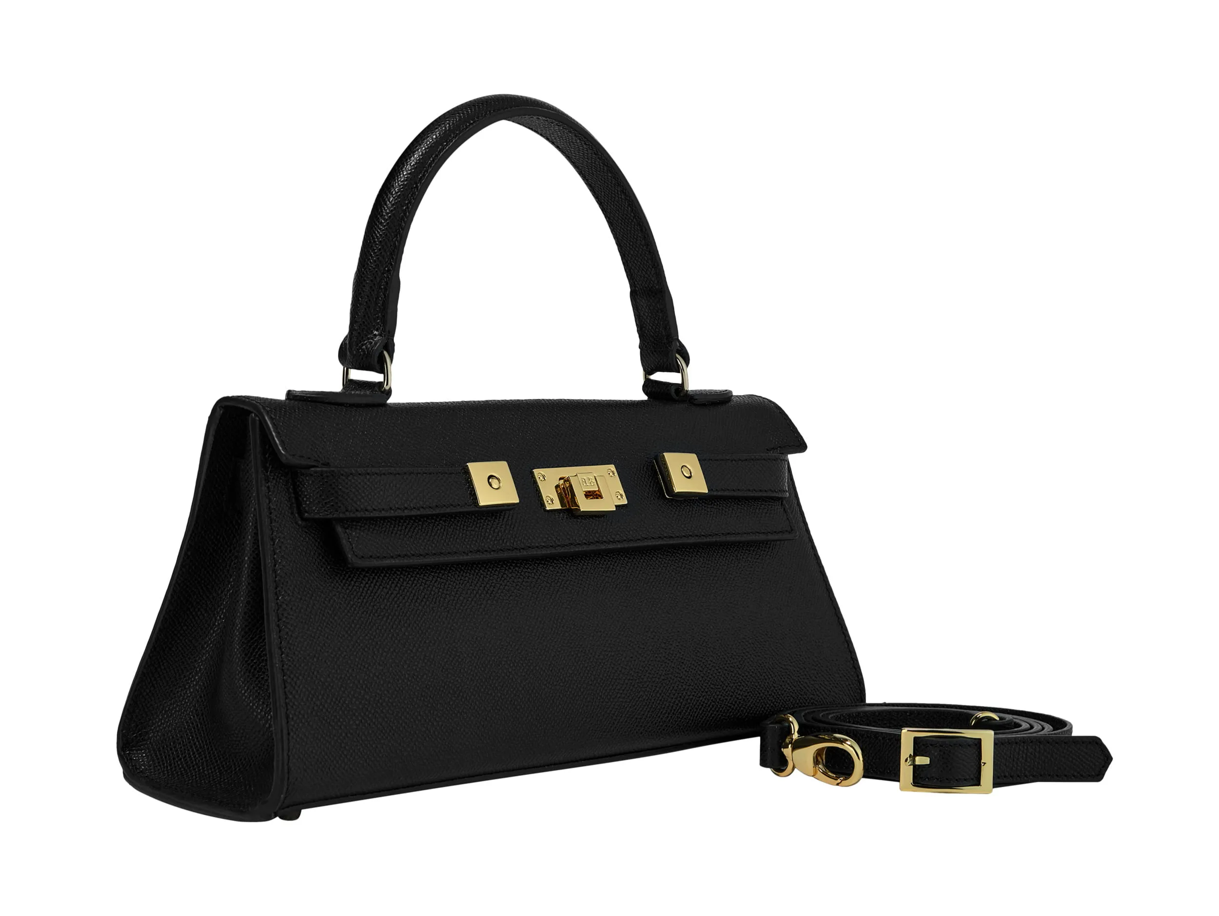 Maya East West Dolomite Pebble Print Calf Leather Handbag - Black/Gold