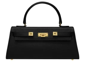 Maya East West Dolomite Pebble Print Calf Leather Handbag - Black/Gold