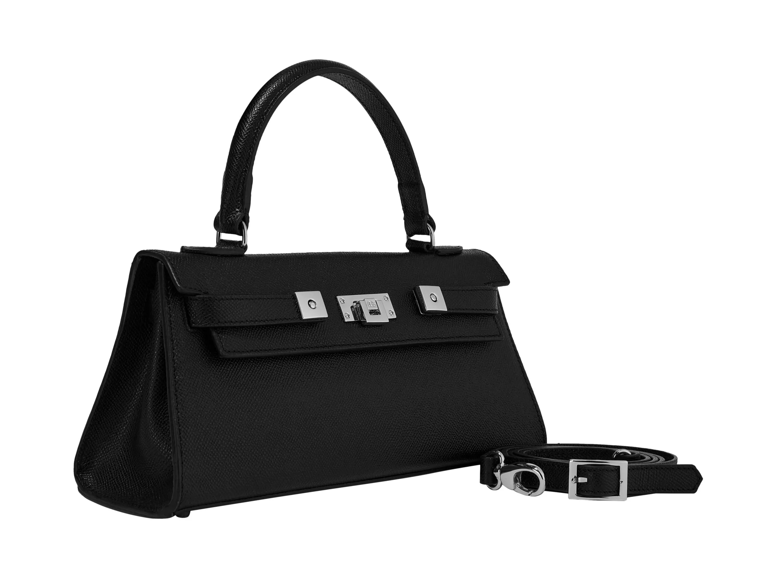 Maya East West Dolomite Pebble Print Calf Leather Handbag - Black/Silver