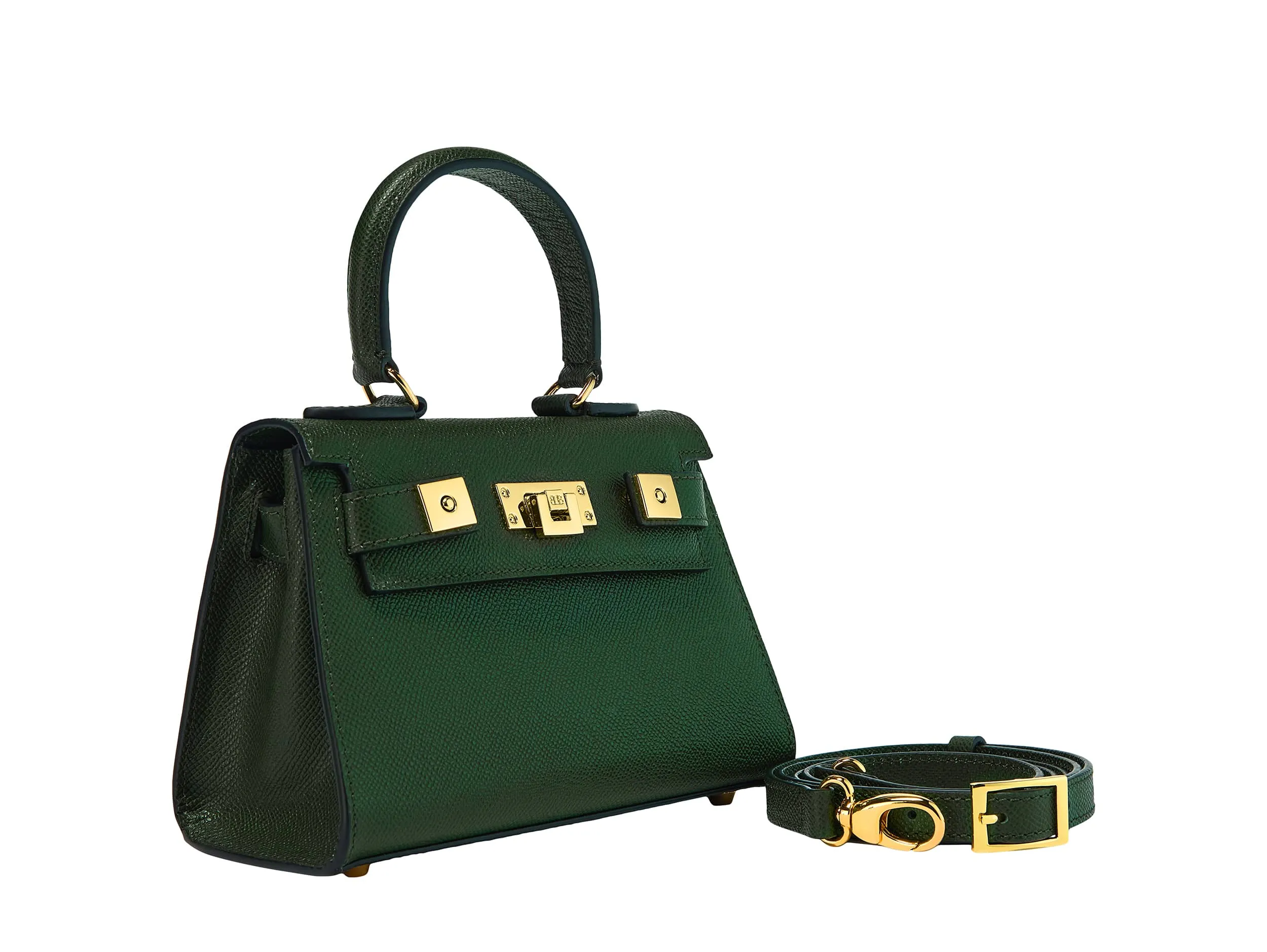 Maya Mignon Dolomite Pebble Print Calf Leather Handbag - Dark Green