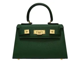 Maya Mignon Dolomite Pebble Print Calf Leather Handbag - Dark Green