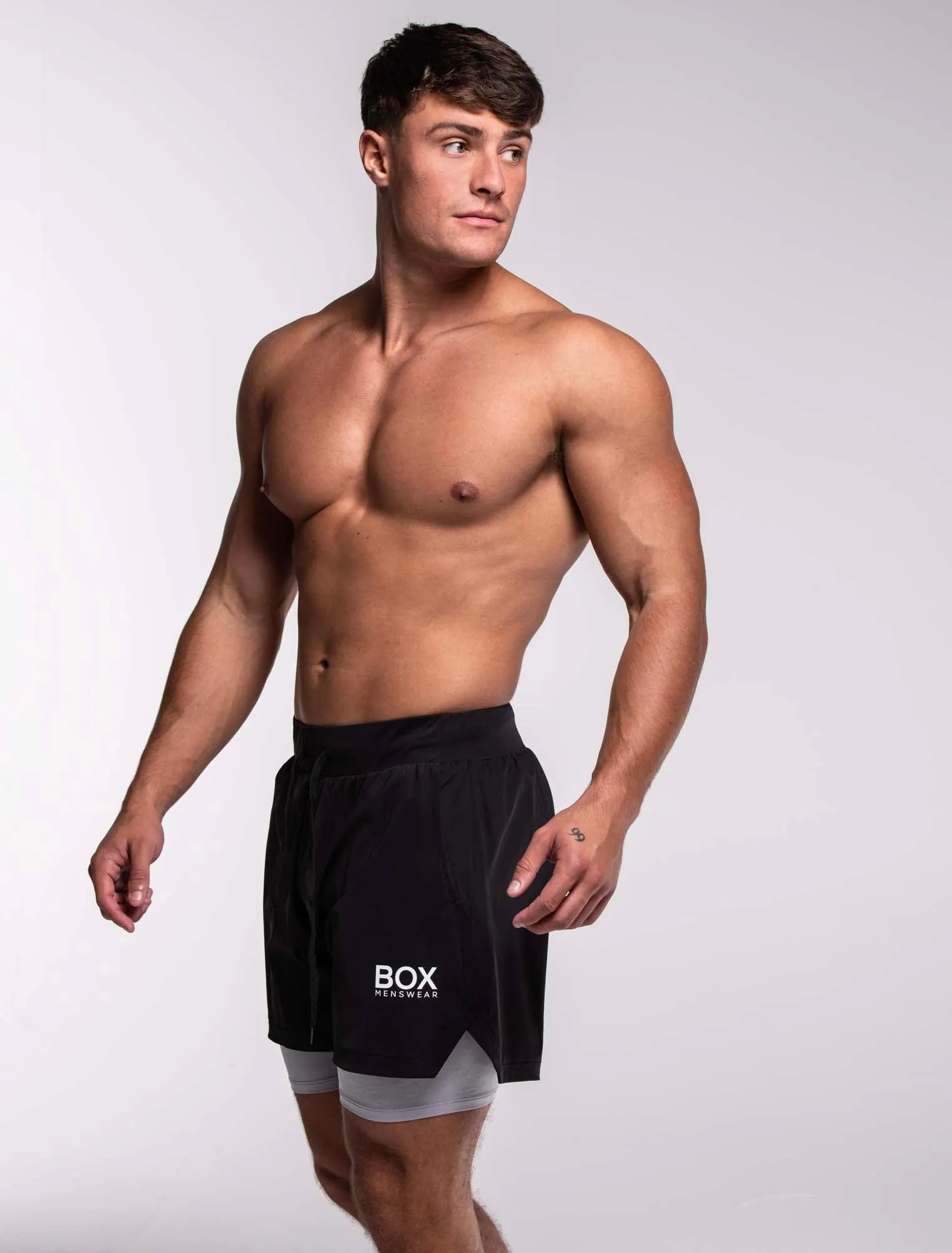 Mens Double Layer Sports Shorts - Black