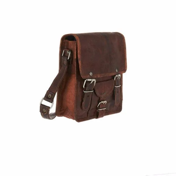 Mini Long Leather Satchel with Front Pocket