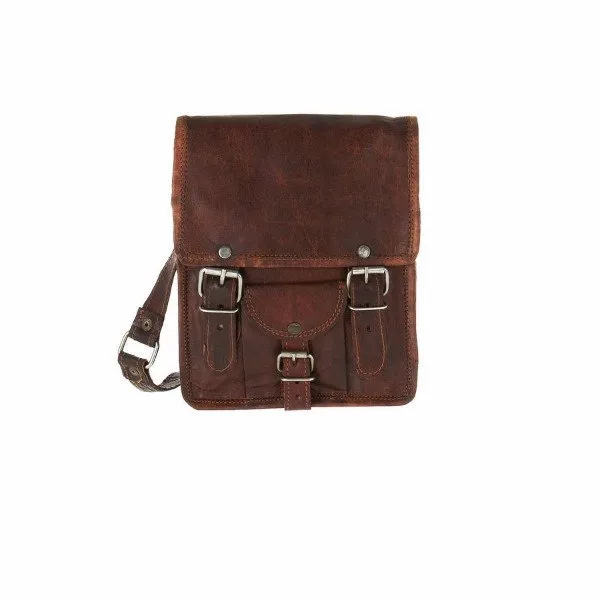 Mini Long Leather Satchel with Front Pocket