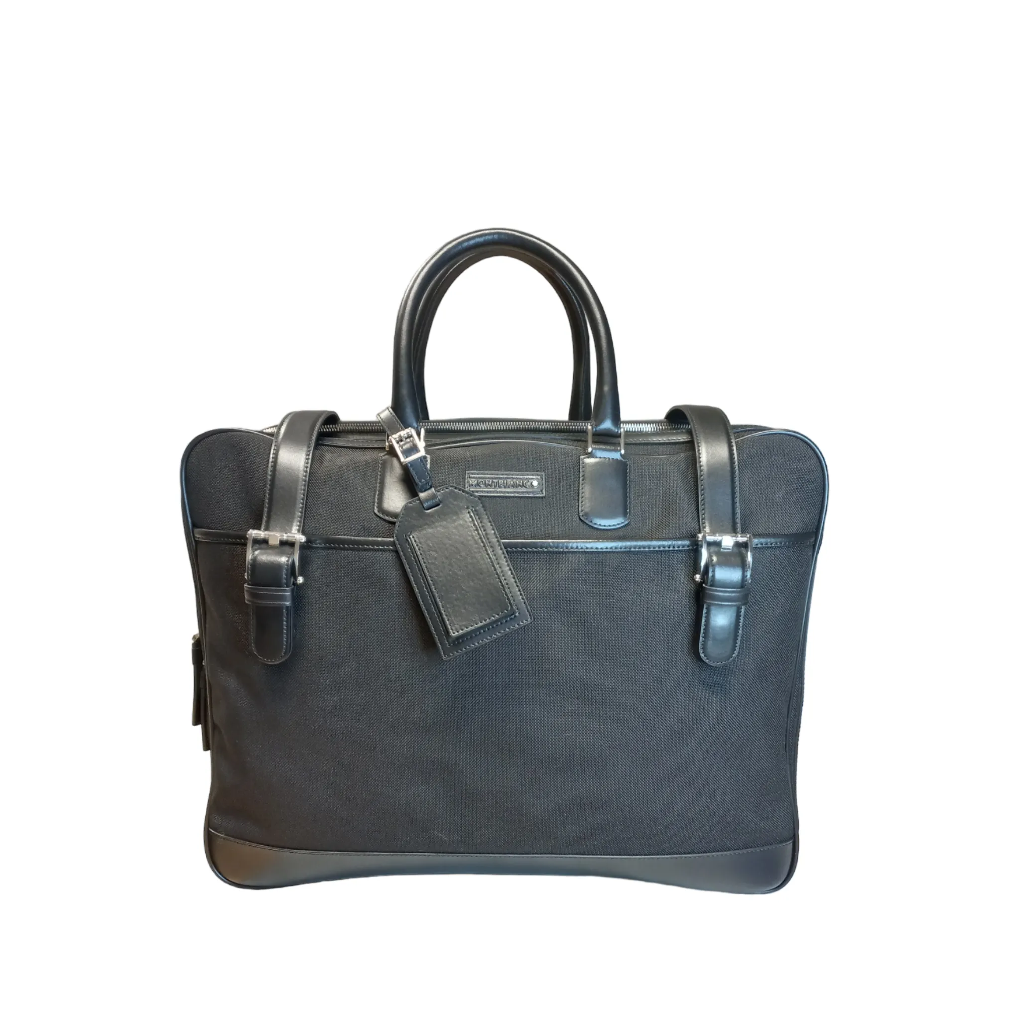 Mont Blanc Leather Laptop Briefcase Black