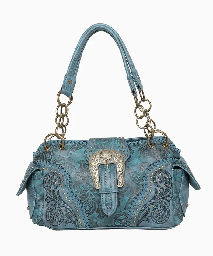 Montana West Cut-out Western Floral Buckle Satchel