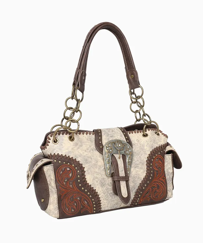 Montana West Cut-out Western Floral Buckle Satchel