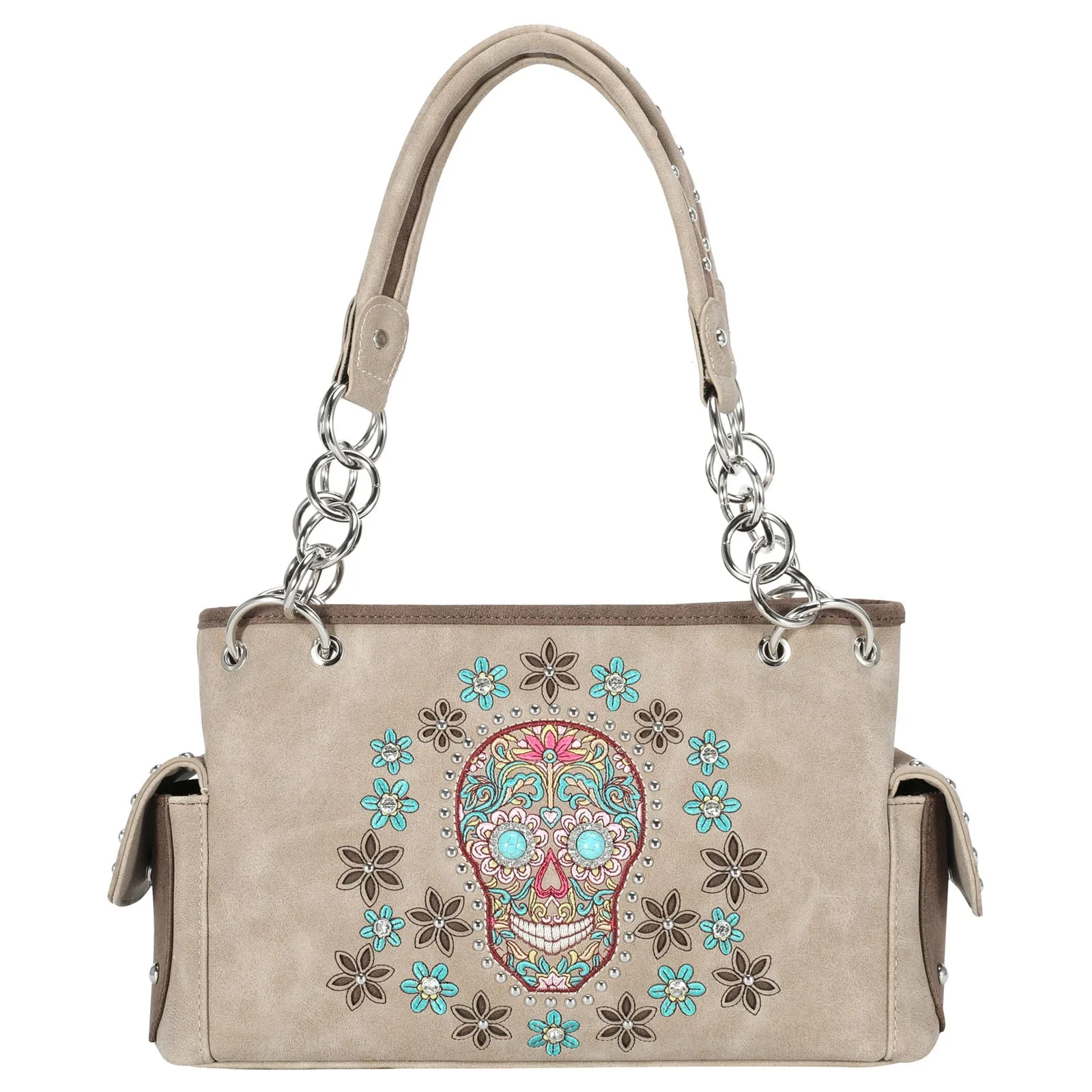 Montana West Embroidered Sugar Skull Concealed Carry Satchel