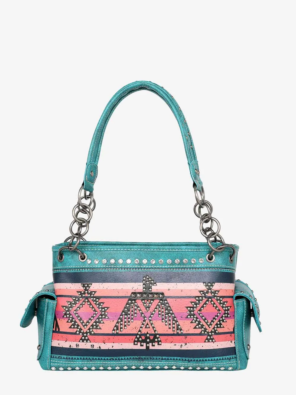 Montana West Thunderbird Aztec Studded Satchel Bag