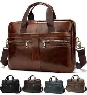 MROYALE™ Men's Briefcase Leather Messenger 14"/15" Laptop Crossbody Bag