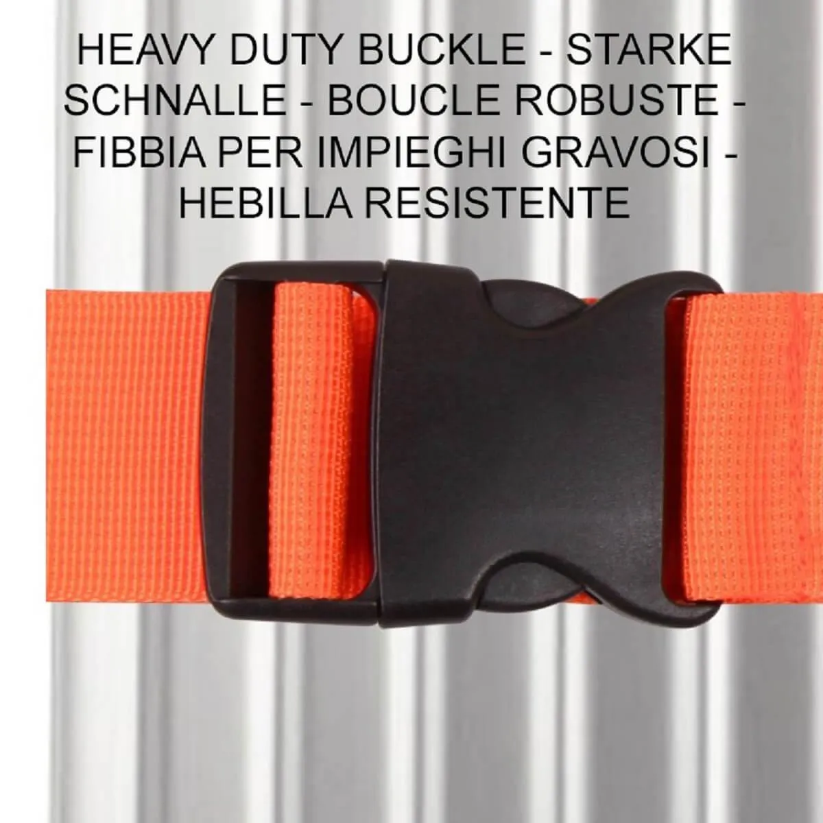 Orange luggage strap suitcase belts with personalised baggage label