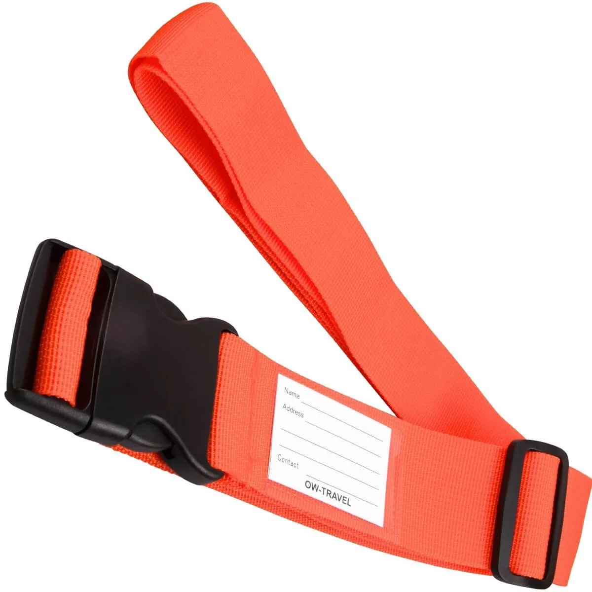 Orange luggage strap suitcase belts with personalised baggage label