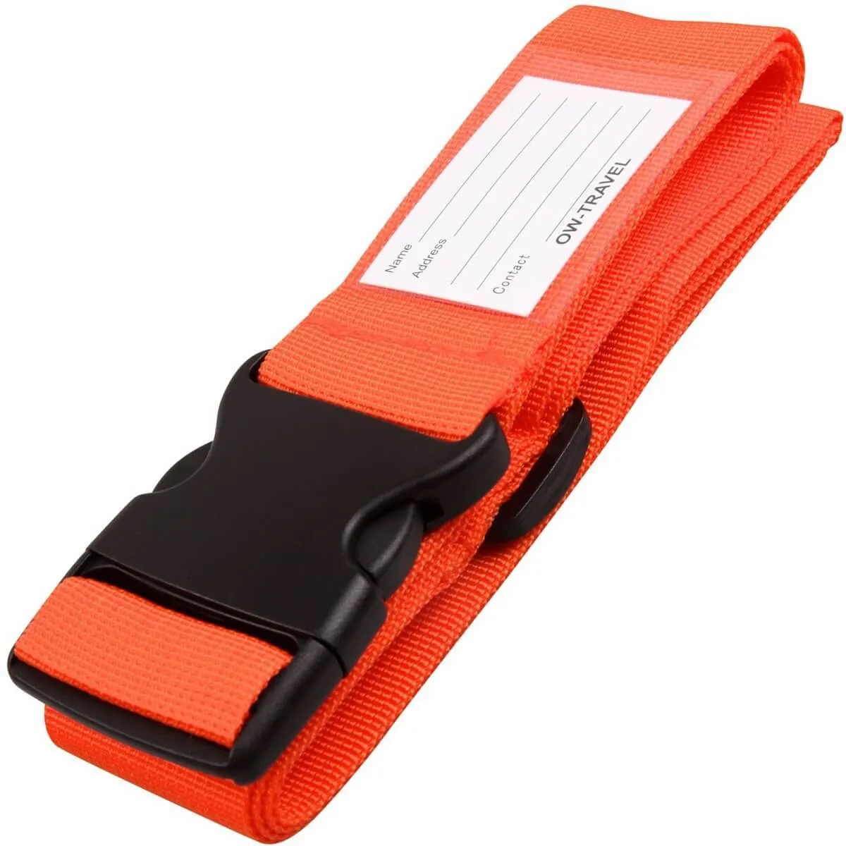 Orange luggage strap suitcase belts with personalised baggage label