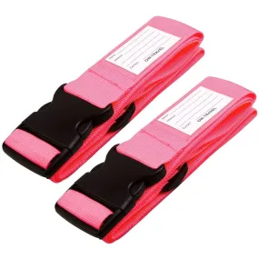 Pink luggage strap suitcase belts with personalised baggage label tag