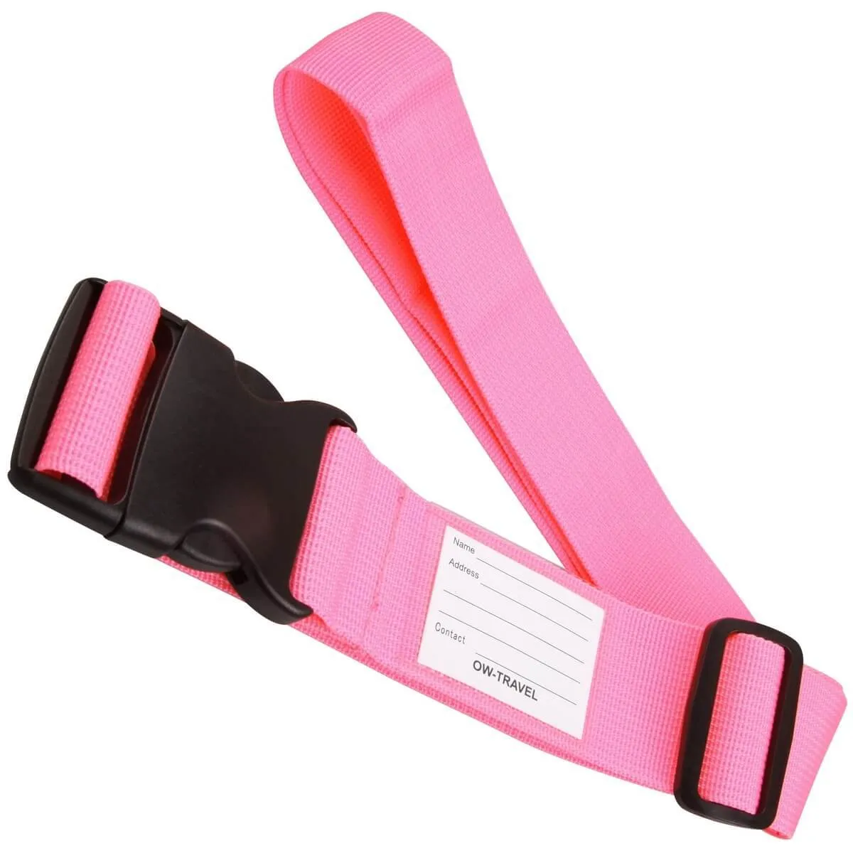 Pink luggage strap suitcase belts with personalised baggage label tag