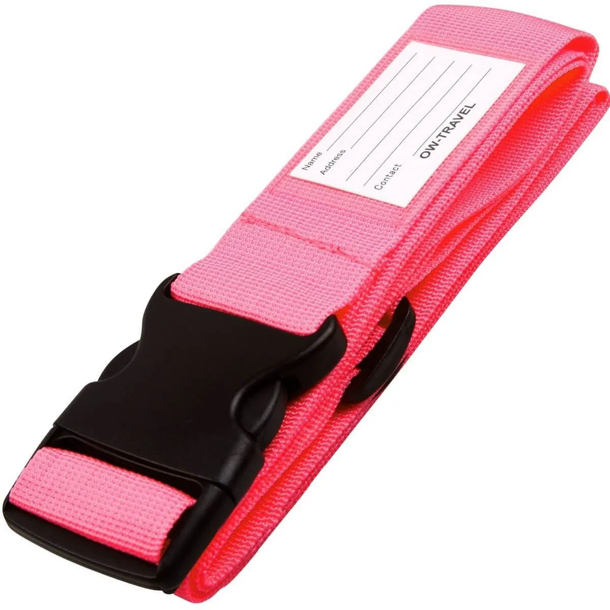 Pink luggage strap suitcase belts with personalised baggage label tag