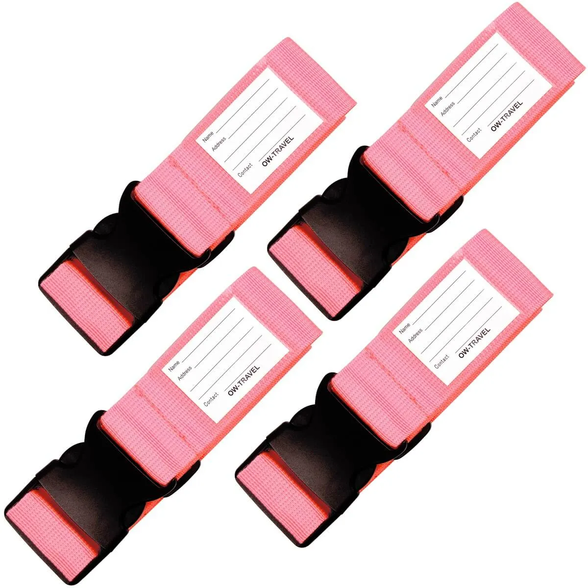 Pink luggage strap suitcase belts with personalised baggage label tag