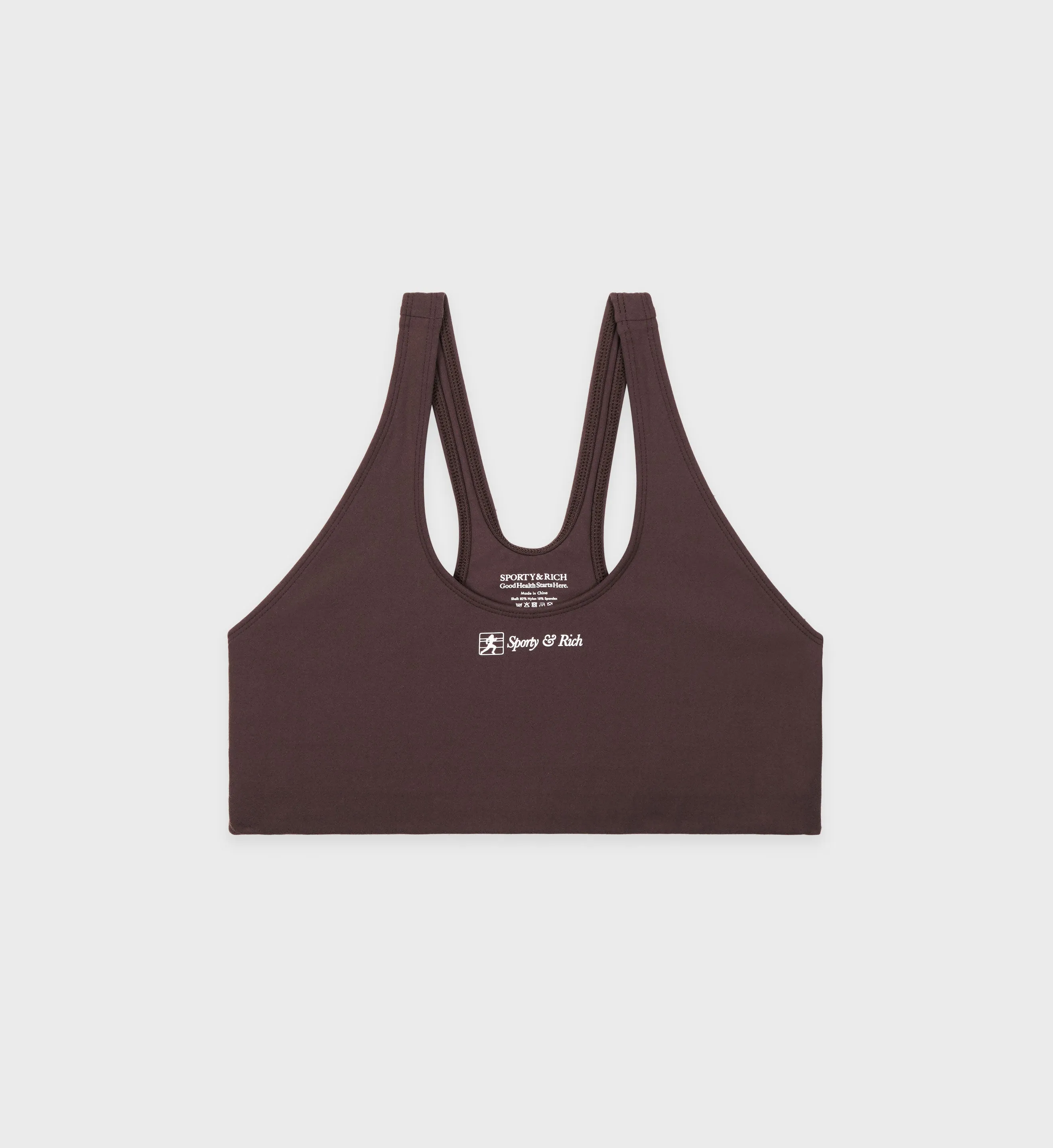 Runner Script Sports Bra - Chocolate/White