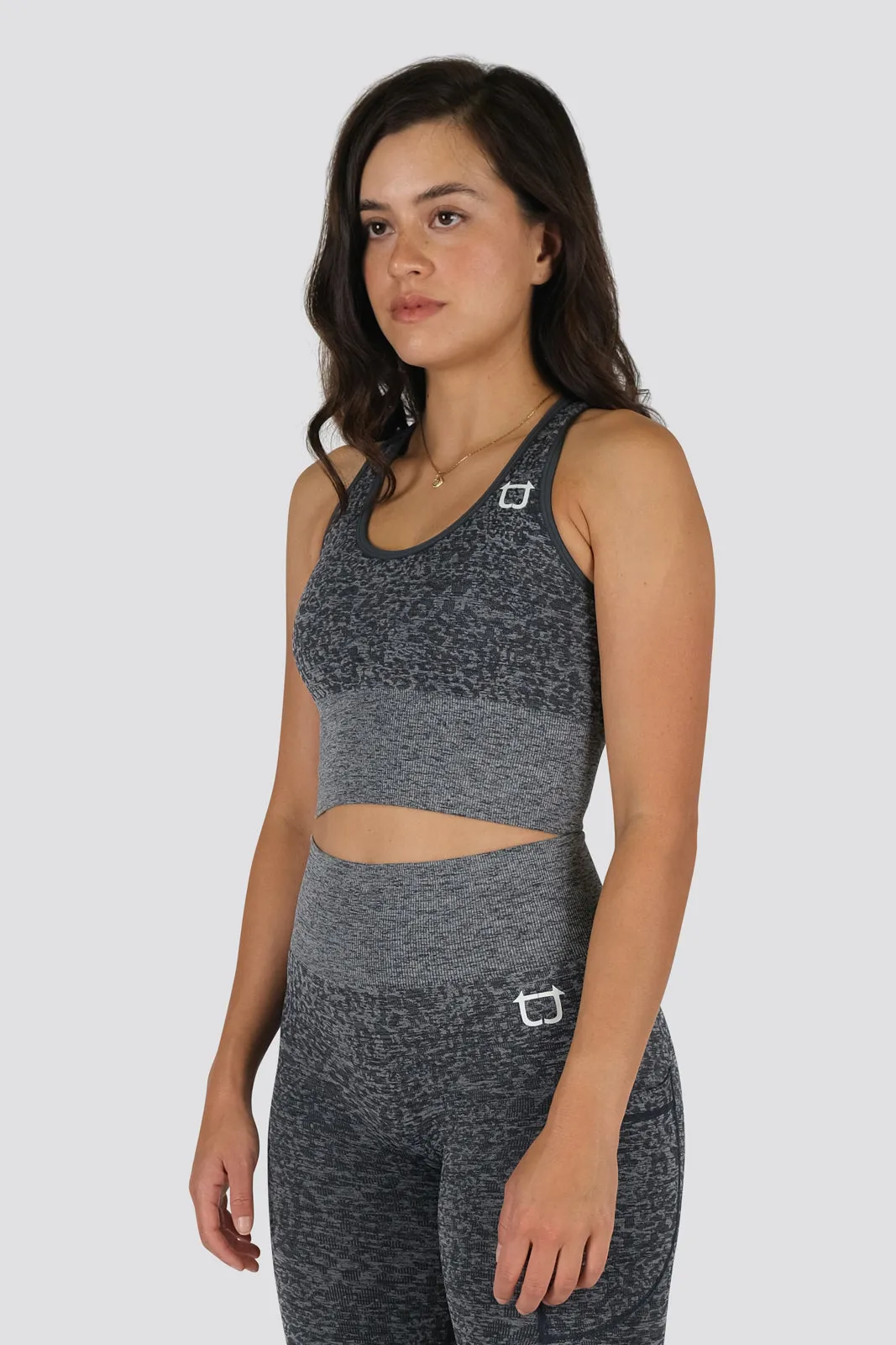 Seamless Leopard Sports Bra - Stormy