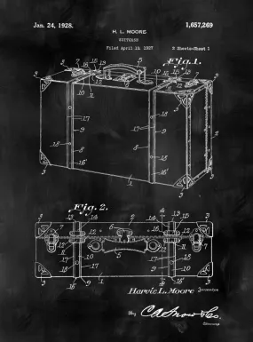 Suitcase Patent Print Art on Canvas