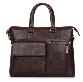 THE CLOWNFISH Avenue Series Faux Leather 14 inch Laptop Briefcase (Dark Brown)