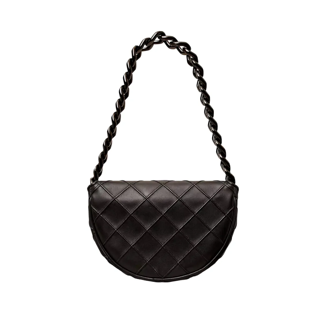 Tory Burch Mini Fleming Soft Crescent Bag - Black