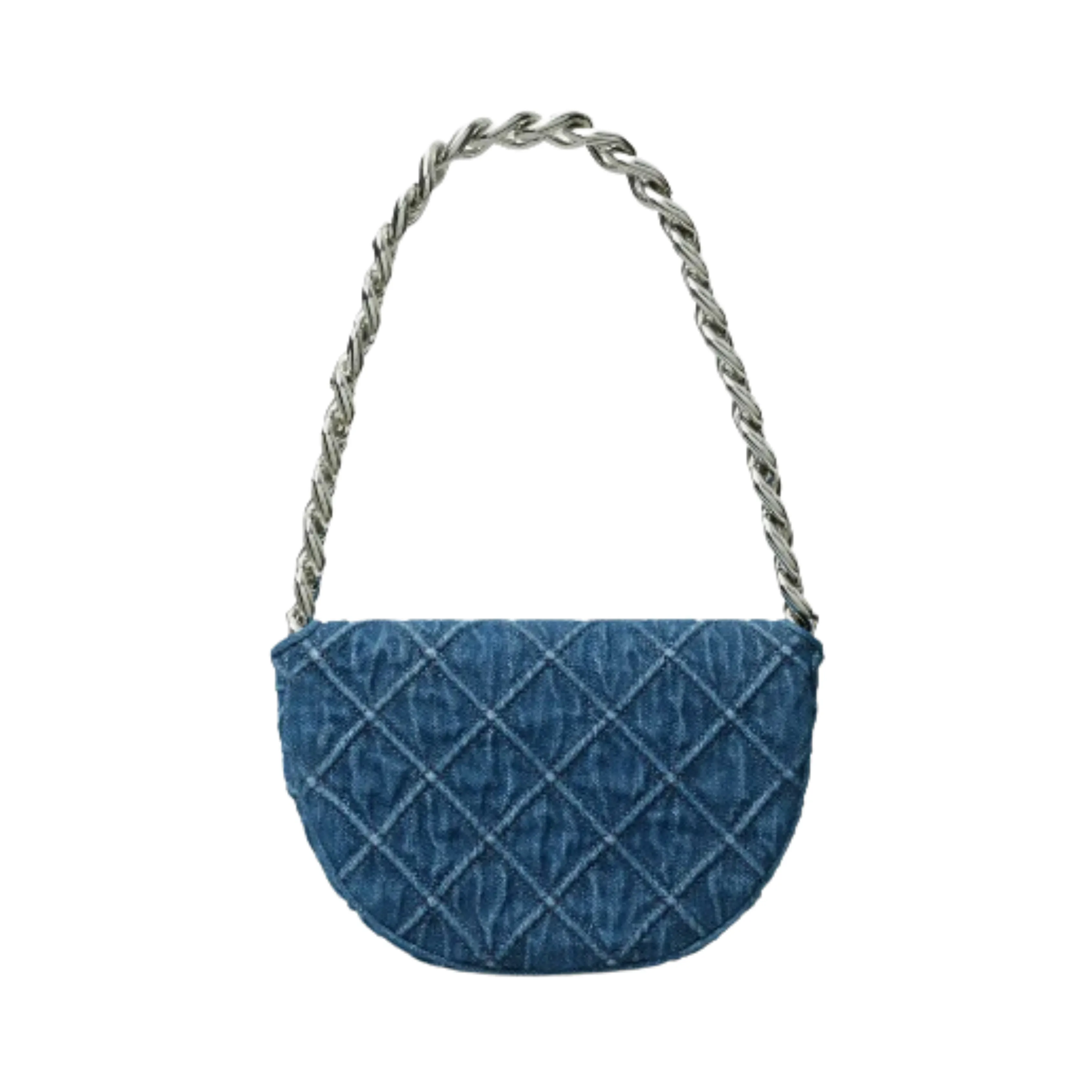 Tory Burch Mini Fleming Soft Denim Crescent Bag