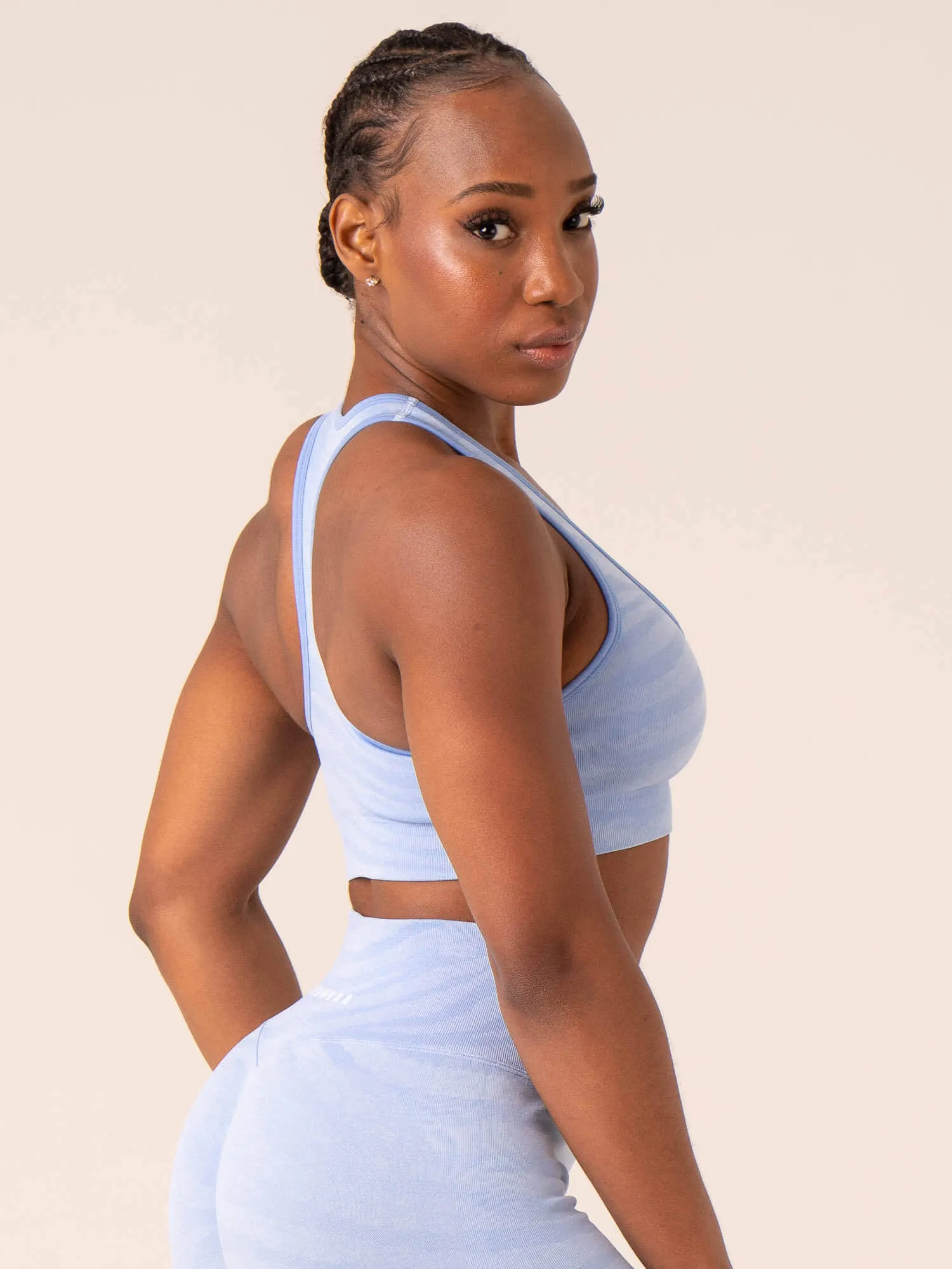 Zebra Seamless Sports Bra - Sky Blue Zebra