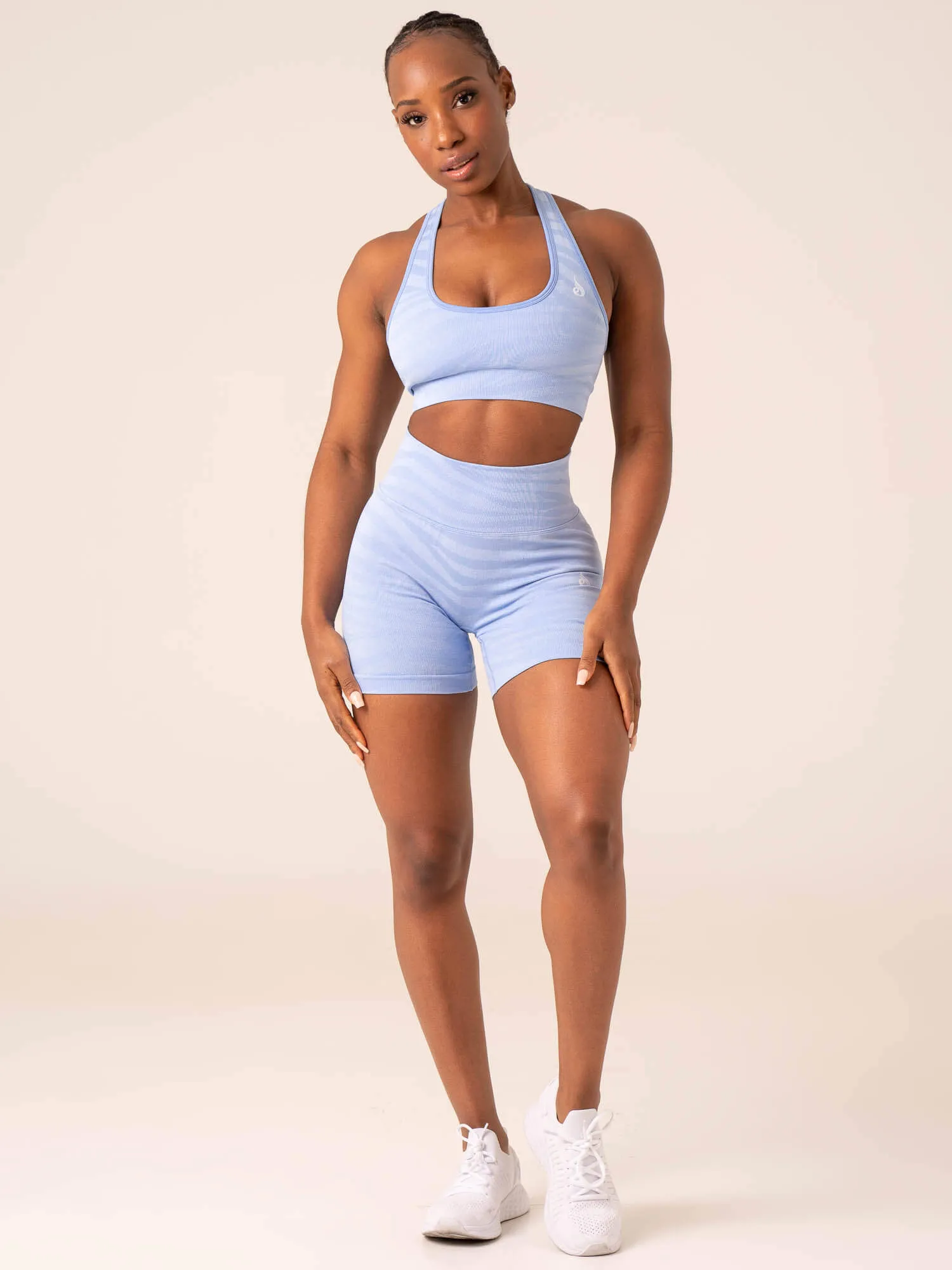 Zebra Seamless Sports Bra - Sky Blue Zebra